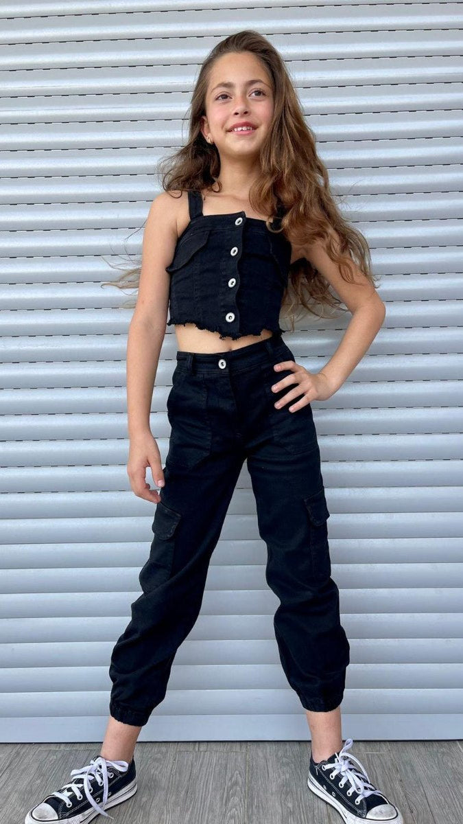 מכנס דגמח לילדה שחור