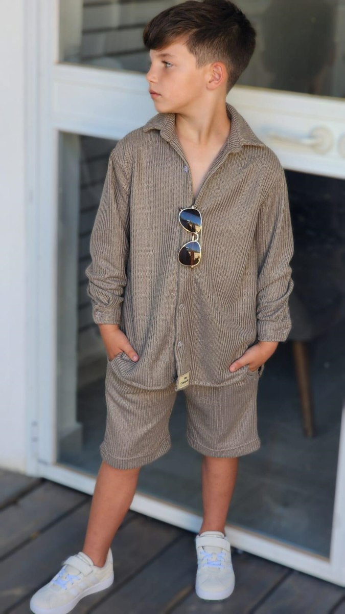 סט בנים סריג שורות