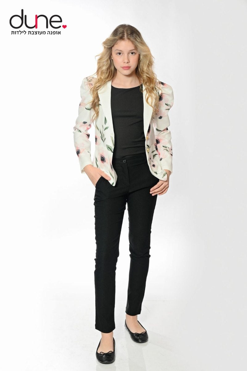 ג'קט פרחוני משולב כיסים