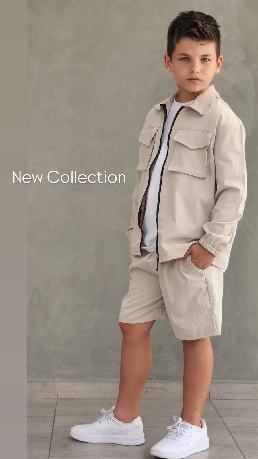 חליפת בנים ברמודה ג'קט רוכסן וחולצת ניקי