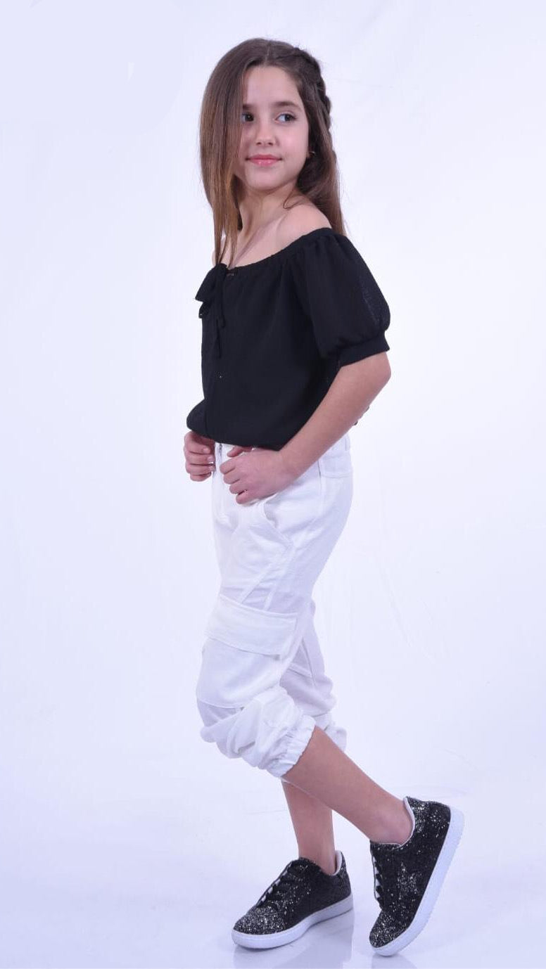 מכנס דגמח לבן לבנות