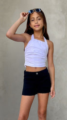 מכנס קצר שורט ללא קרעים שחור