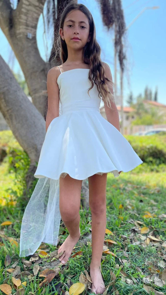 שמלה לילדה לארוע אלגנט פפיון קשירה בגב