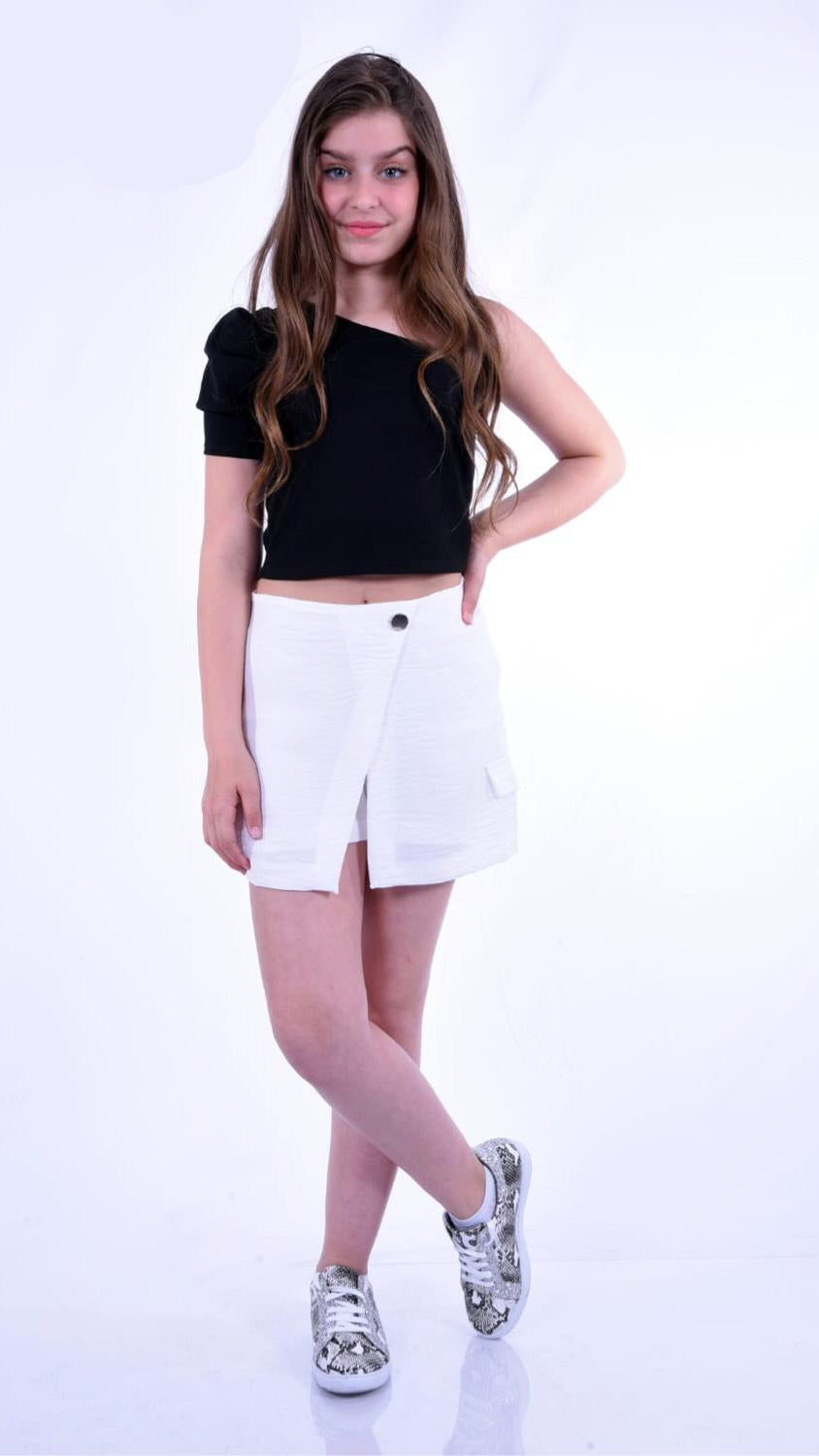 חצאית מכנס פישתן לבנה