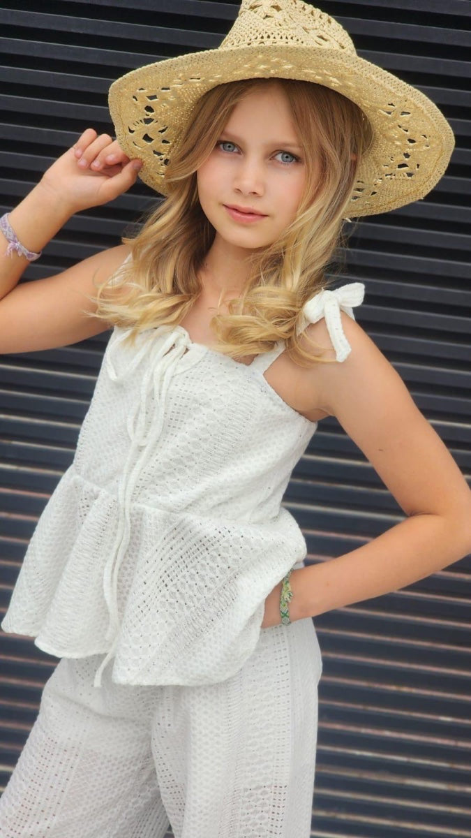 סט סריג קרושה וחולצת קשירה