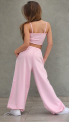 מכנסי היפ הופ לילדות חולצה וגופייה לבנות וורוד