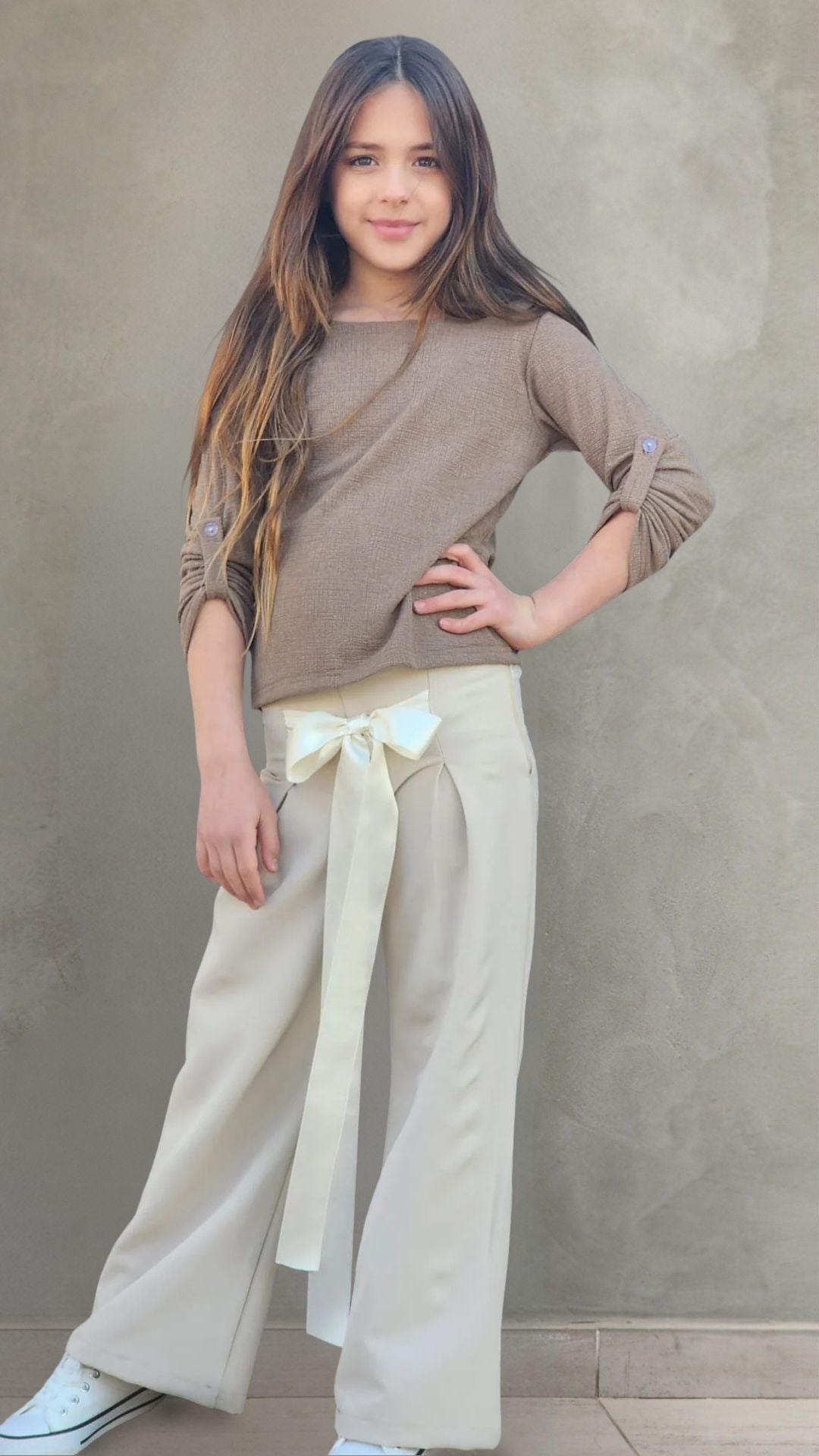 חולצת סריג שרוול ארוך כפתור מרפק