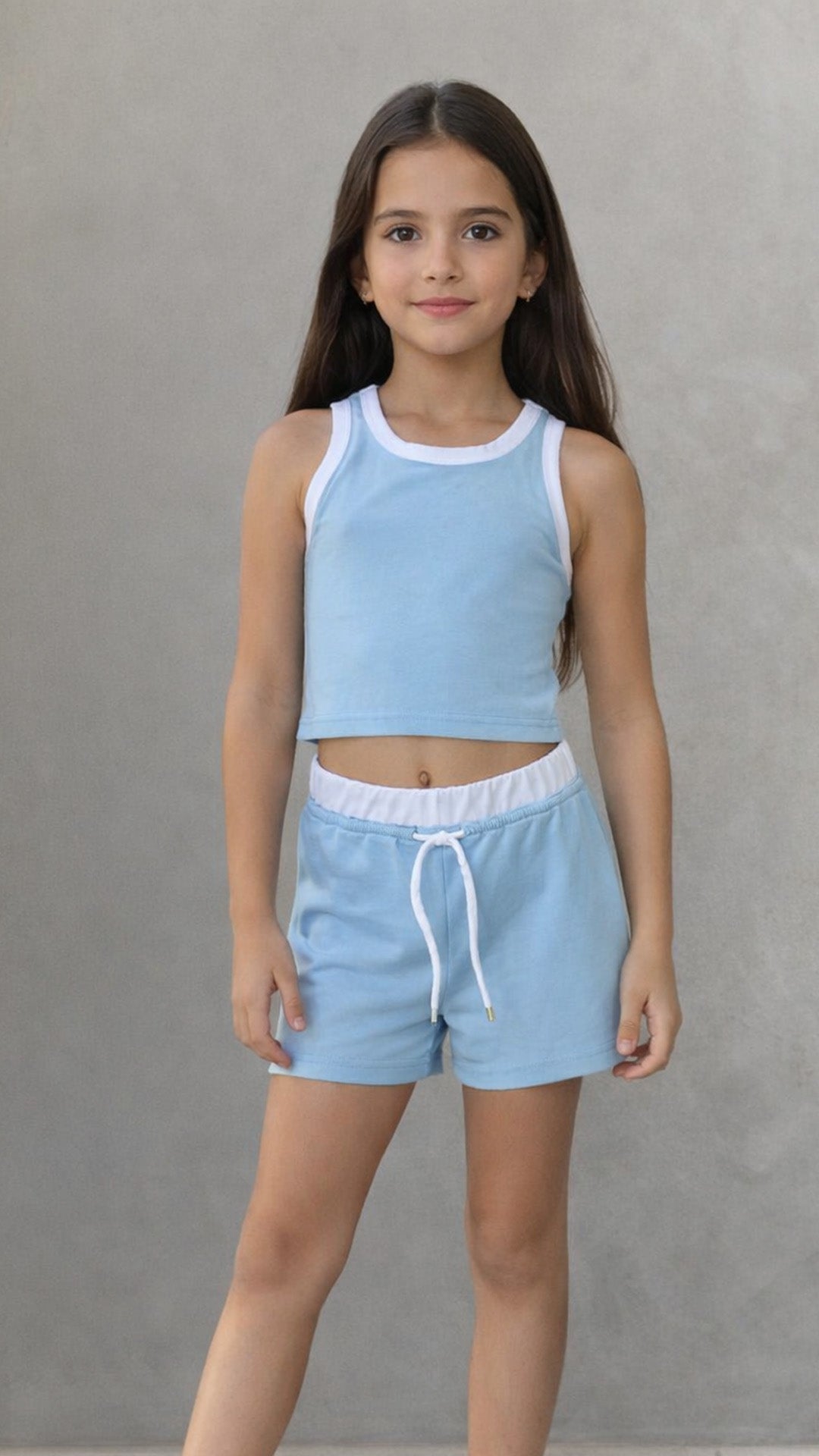 סט גופייה ושורט לילדות תכלת