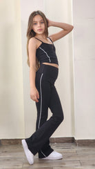 מכנסי פלייר (Flare) לילדות צבע שחור 