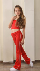 טייץ פדלפון טרנדי לבנות וגופייה אדום