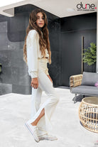 חליפת סריג מכנס שסע רגל ועליונית