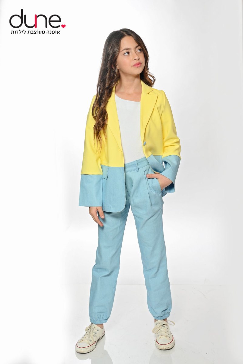 סט ג'קט שילוב ג'ינס ומכנס