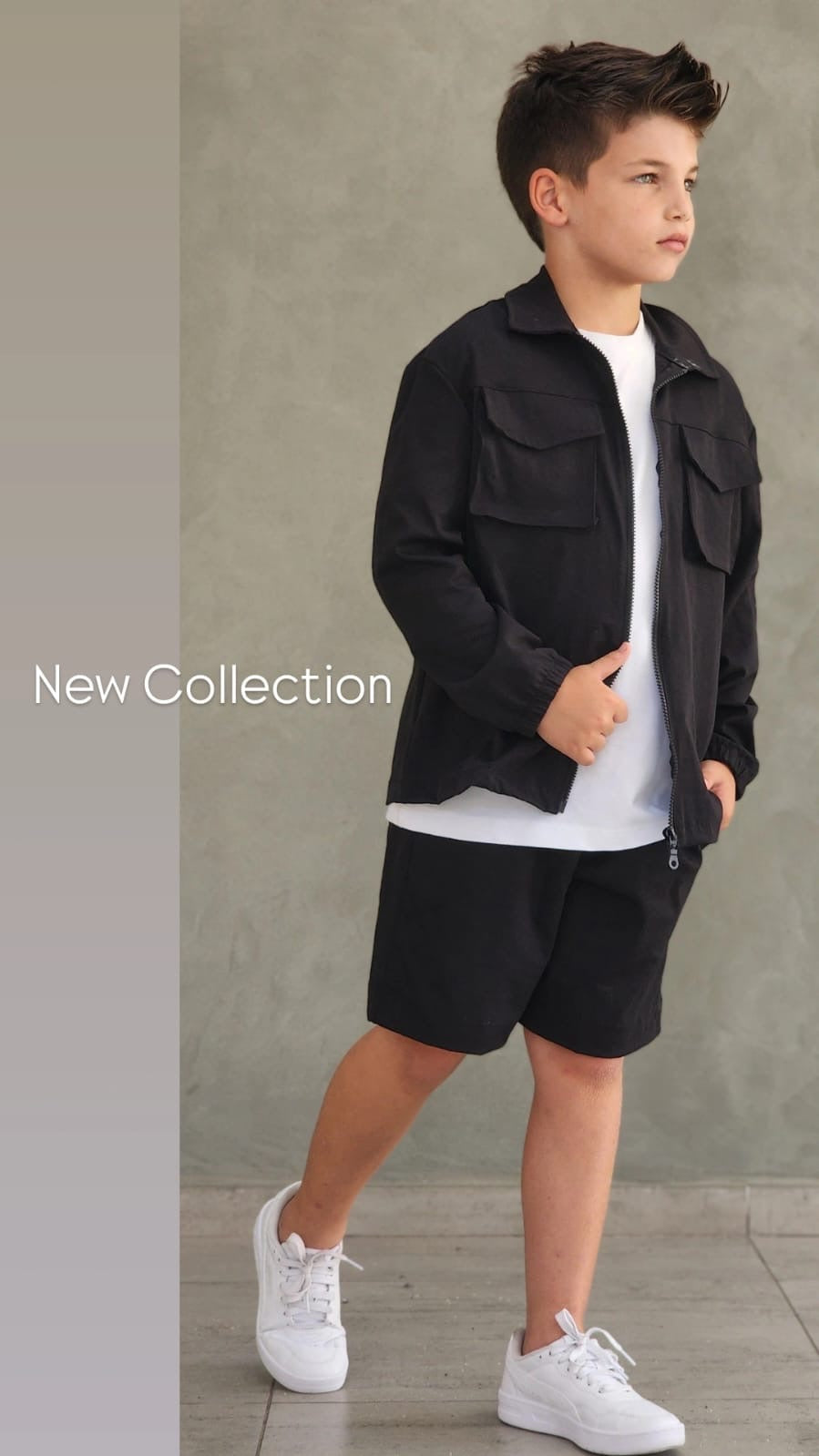 חליפת בנים ברמודה ג'קט רוכסן וחולצת ניקי