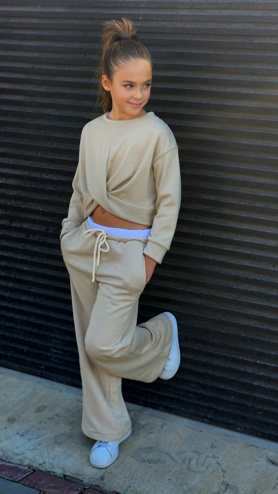 חליפת פרנצ'טרי חולצה משולבת ומכנס שילוב פטנט ריב