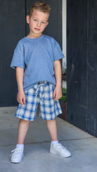 סט מכנס ברמודה משבצת וחולצת סלאב אוברסיז