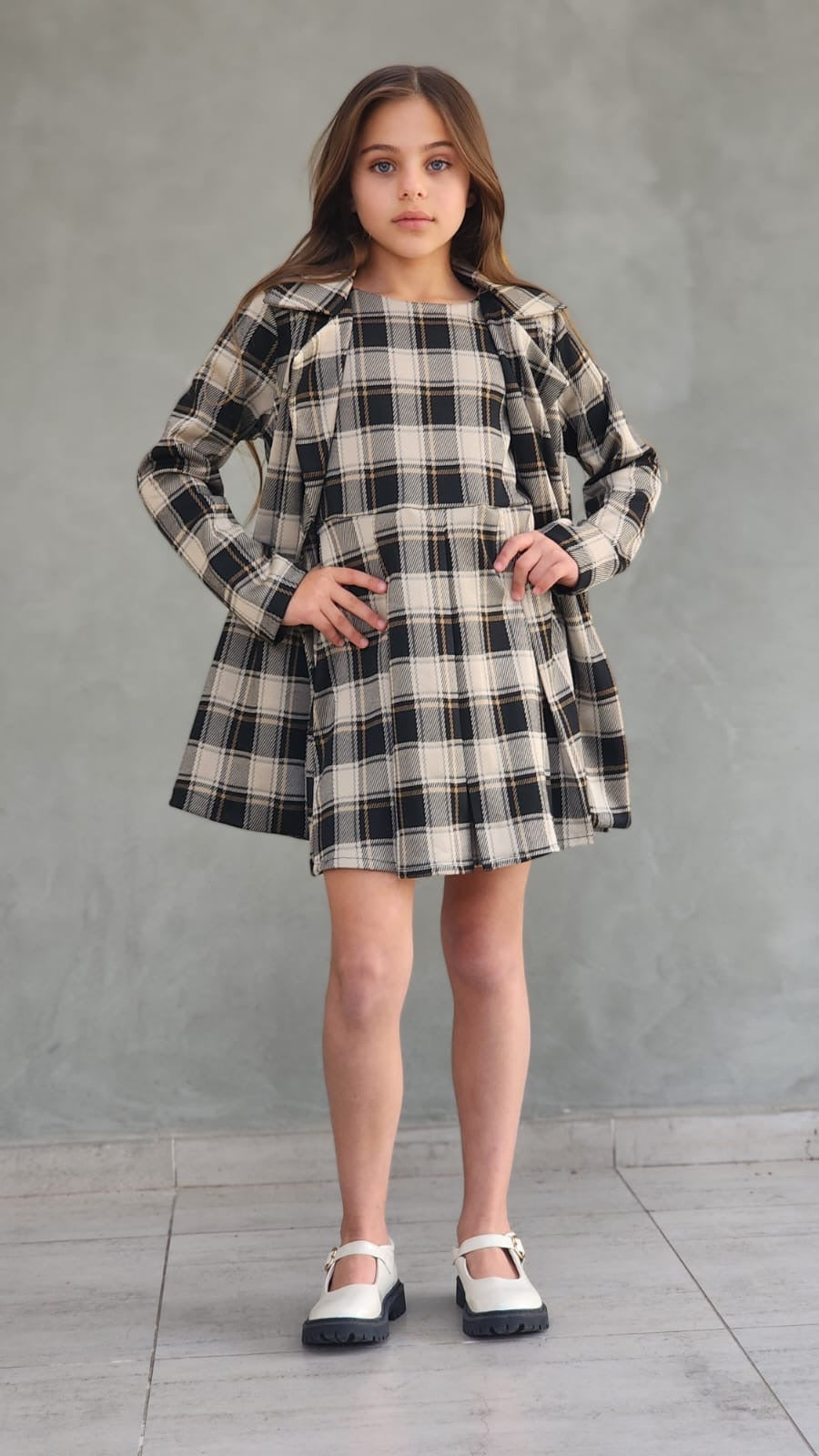 שמלת משבצות עם ג'קט לילדות ונערות