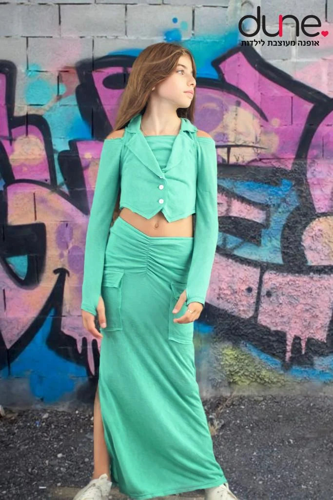 סט חצאית מקסי, חולצה ווסט