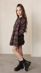 סט חגיגי לבנות שמלה עם כפלים וג'קט מעוצב עם חגורה