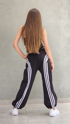 מכנס היפ הופ אורבני לילדות ונערות בצבע שחור עם גופייה - חליפת ג'רסי נוחה DUNEKIDS