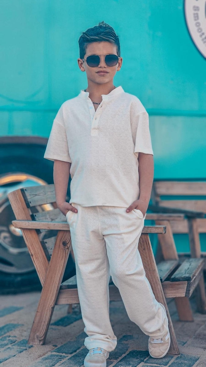 סט בנים חולצת כפתורים ומכנס