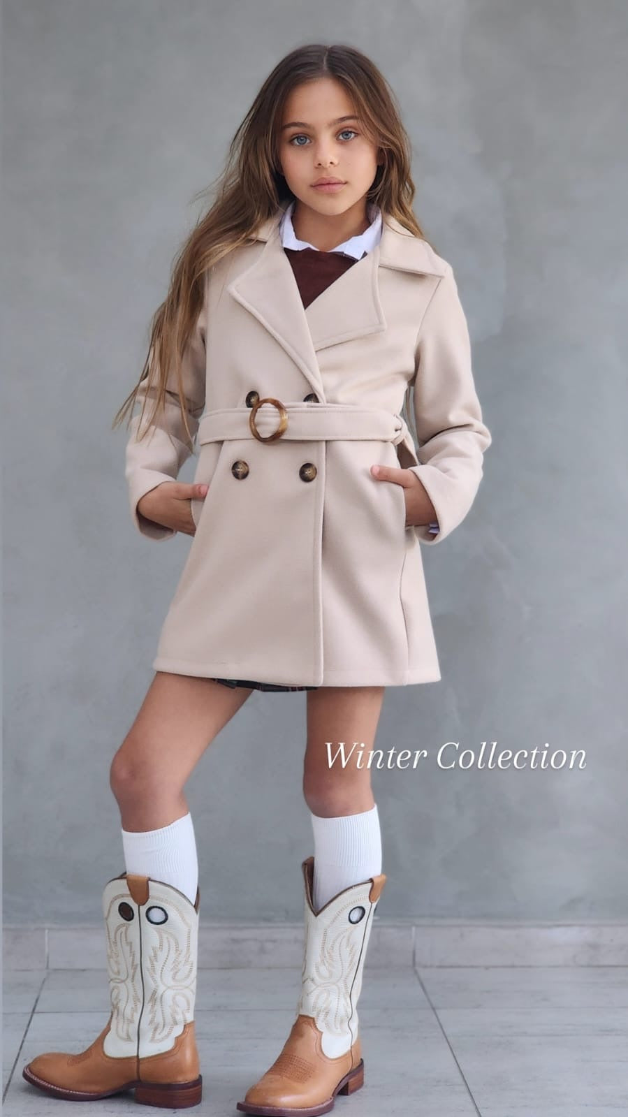 מעיל דמוי צמר ארוך עם כיסים