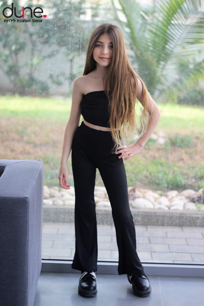 סט מכנס טייץ פדלפון כיווצים בצד וחולצת בטן סטפלס