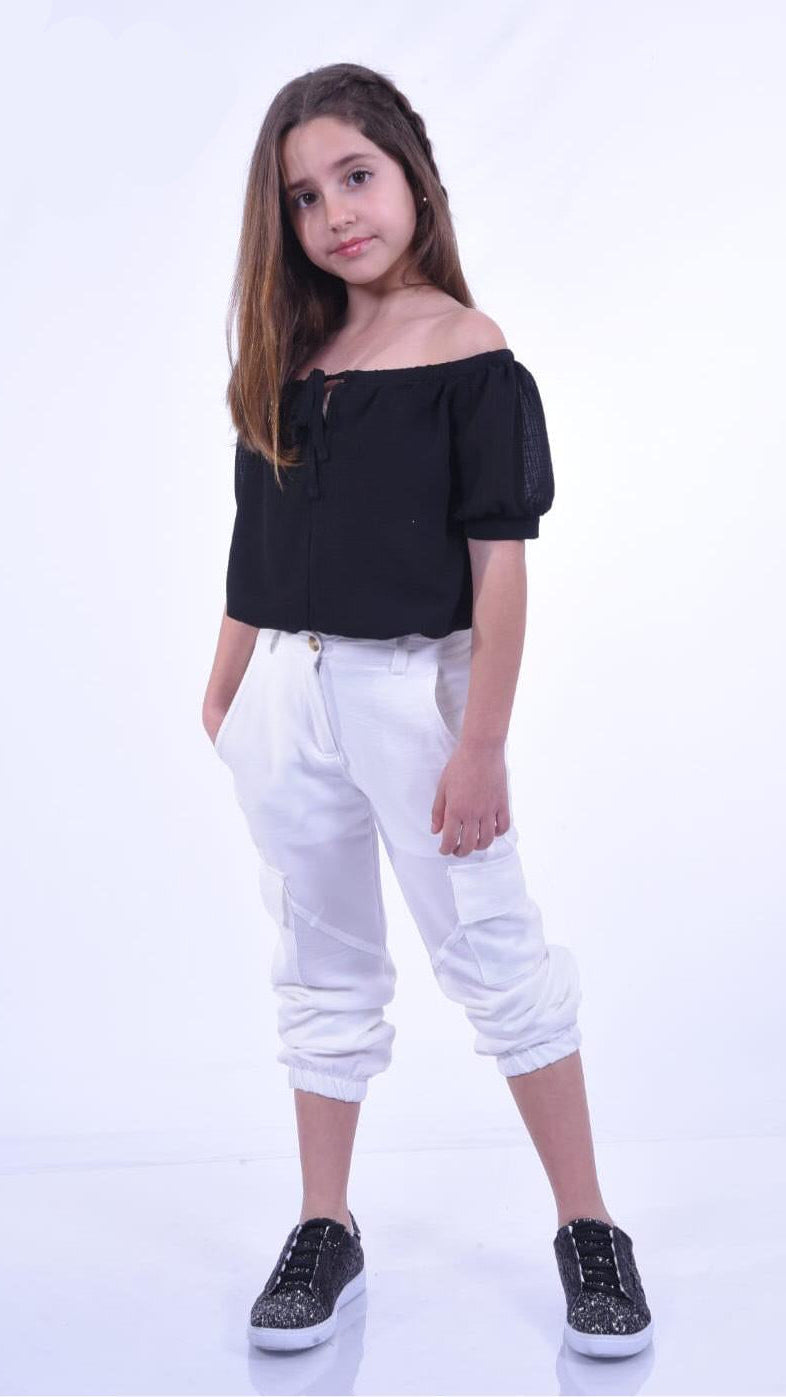 מכנס דגמח לבן לבנות