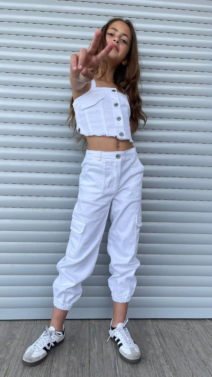 מכנס דגמח לילדה לבן